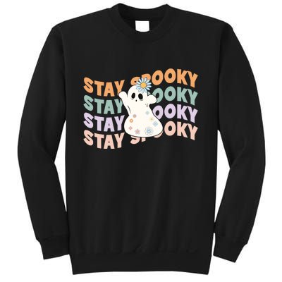 Groovy Stay Spooky Vibes Retro Floral Ghost Hippie Halloween Sweatshirt