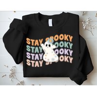 Groovy Stay Spooky Vibes Retro Floral Ghost Hippie Halloween Sweatshirt
