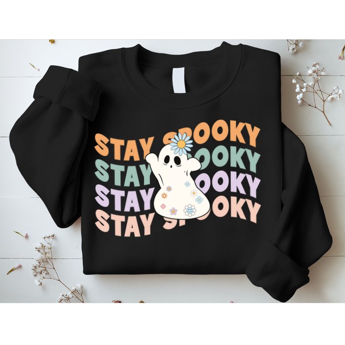 Groovy Stay Spooky Vibes Retro Floral Ghost Hippie Halloween Sweatshirt