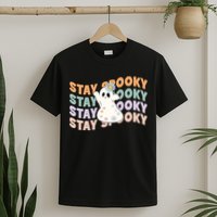Groovy Stay Spooky Vibes Retro Floral Ghost Hippie Halloween T-Shirt