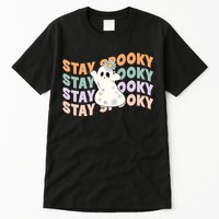 Groovy Stay Spooky Vibes Retro Floral Ghost Hippie Halloween Tall T-Shirt