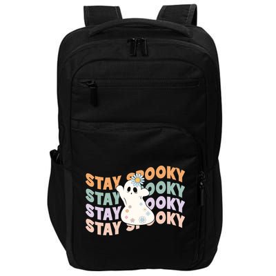 Groovy Stay Spooky Vibes Retro Floral Ghost Hippie Halloween Impact Tech Backpack