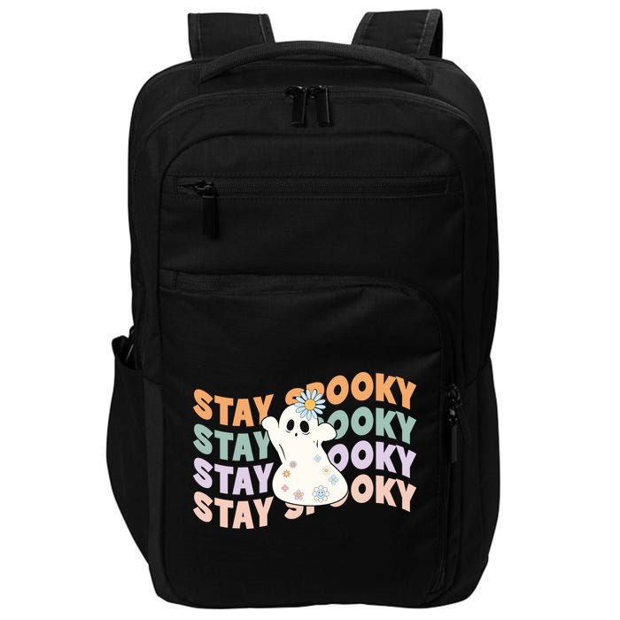 Groovy Stay Spooky Vibes Retro Floral Ghost Hippie Halloween Impact Tech Backpack