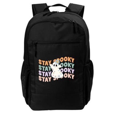 Groovy Stay Spooky Vibes Retro Floral Ghost Hippie Halloween Backpack