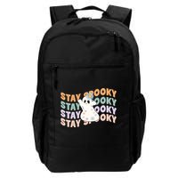 Groovy Stay Spooky Vibes Retro Floral Ghost Hippie Halloween Backpack