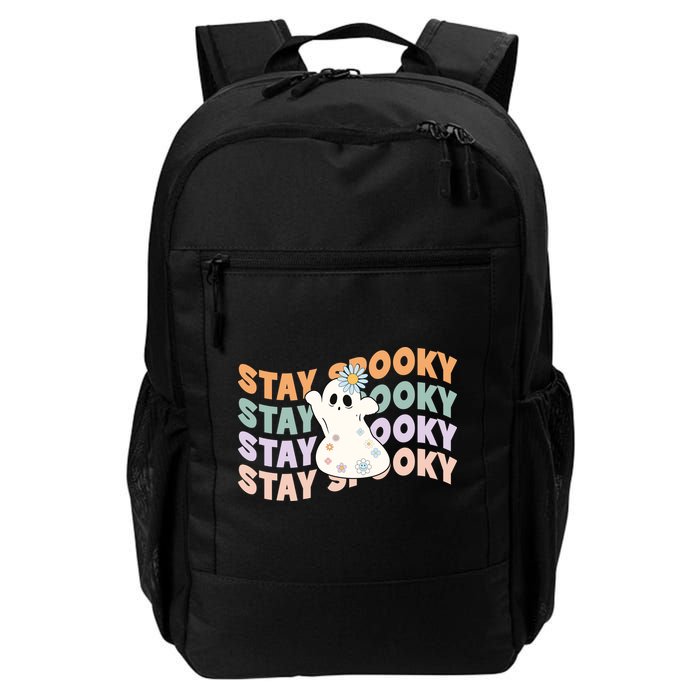 Groovy Stay Spooky Vibes Retro Floral Ghost Hippie Halloween Backpack