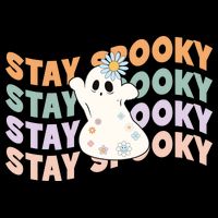Groovy Stay Spooky Vibes Retro Floral Ghost Hippie Halloween 7-Panel Snapback Hat