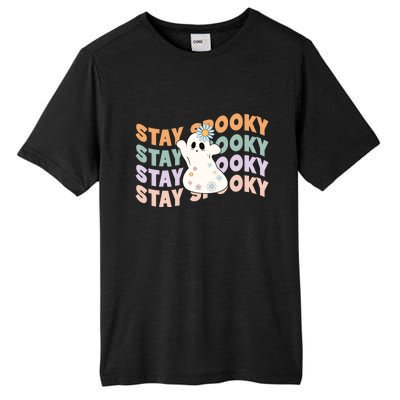 Groovy Stay Spooky Vibes Retro Floral Ghost Hippie Halloween Tall Fusion ChromaSoft Performance T-Shirt