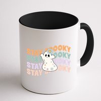 Groovy Stay Spooky Vibes Retro Floral Ghost Hippie Halloween Mug