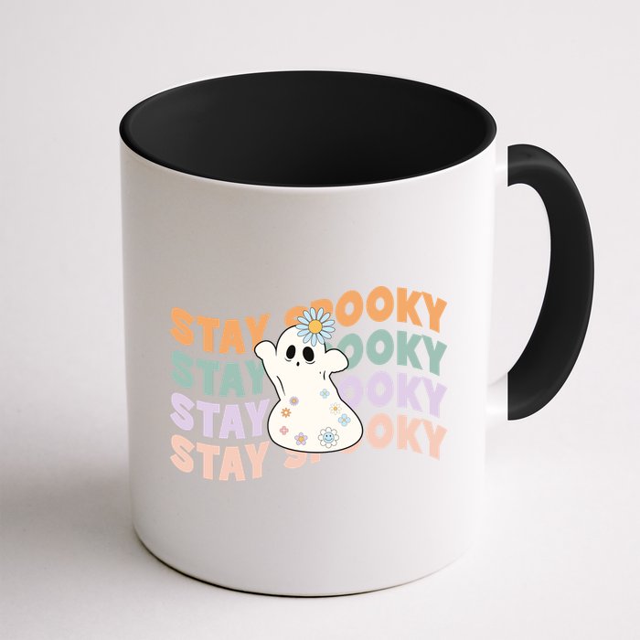 Groovy Stay Spooky Vibes Retro Floral Ghost Hippie Halloween Mug