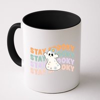 Groovy Stay Spooky Vibes Retro Floral Ghost Hippie Halloween Mug
