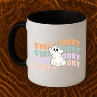 Groovy Stay Spooky Vibes Retro Floral Ghost Hippie Halloween Mug