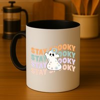 Groovy Stay Spooky Vibes Retro Floral Ghost Hippie Halloween Mug