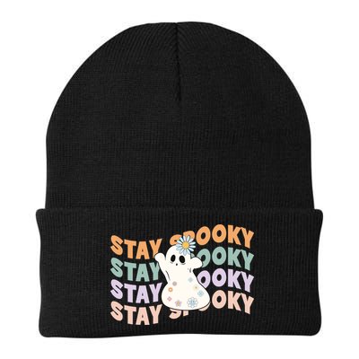 Groovy Stay Spooky Vibes Retro Floral Ghost Hippie Halloween Beanie