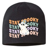 Groovy Stay Spooky Vibes Retro Floral Ghost Hippie Halloween Sustainable Beanie