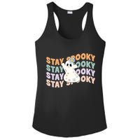 Groovy Stay Spooky Vibes Retro Floral Ghost Hippie Halloween Ladies PosiCharge Competitor Racerback Tank