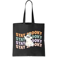 Groovy Stay Spooky Vibes Retro Floral Ghost Hippie Halloween Bag