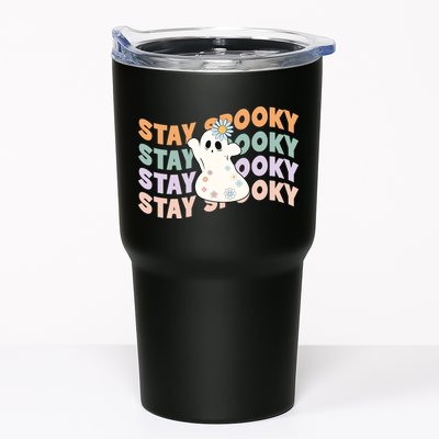 Groovy Stay Spooky Vibes Retro Floral Ghost Hippie Halloween Tumbler