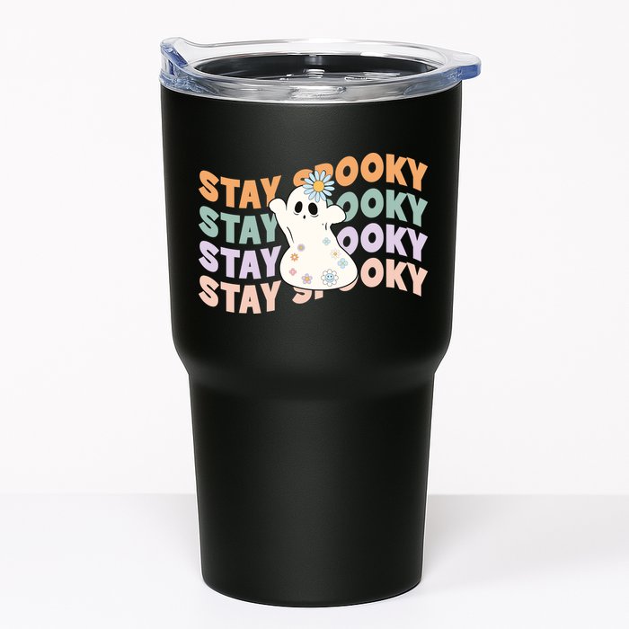 Groovy Stay Spooky Vibes Retro Floral Ghost Hippie Halloween Tumbler