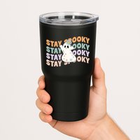 Groovy Stay Spooky Vibes Retro Floral Ghost Hippie Halloween Tumbler