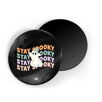 Groovy Stay Spooky Vibes Retro Floral Ghost Hippie Halloween Magnet