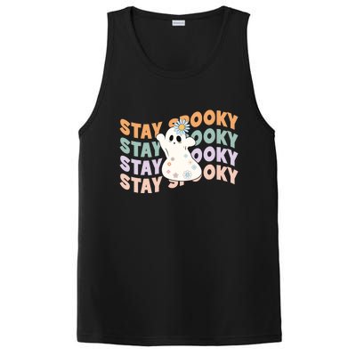 Groovy Stay Spooky Vibes Retro Floral Ghost Hippie Halloween PosiCharge Competitor Tank