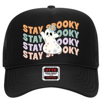 Groovy Stay Spooky Vibes Retro Floral Ghost Hippie Halloween Trucker Hat