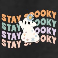Groovy Stay Spooky Vibes Retro Floral Ghost Hippie Halloween Trucker Hat