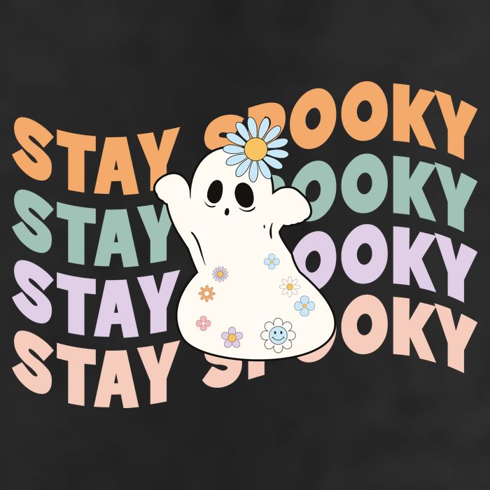 Groovy Stay Spooky Vibes Retro Floral Ghost Hippie Halloween Trucker Hat