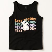 Groovy Stay Spooky Vibes Retro Floral Ghost Hippie Halloween Tank Top