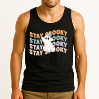 Groovy Stay Spooky Vibes Retro Floral Ghost Hippie Halloween Tank Top