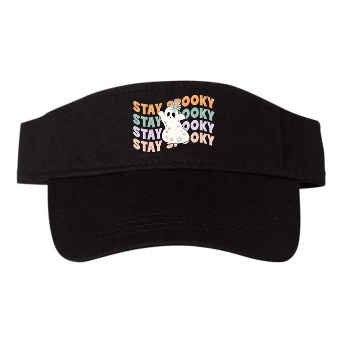 Groovy Stay Spooky Vibes Retro Floral Ghost Hippie Halloween Visor