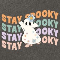 Groovy Stay Spooky Vibes Retro Floral Ghost Hippie Halloween Cotton Canvas Backpack