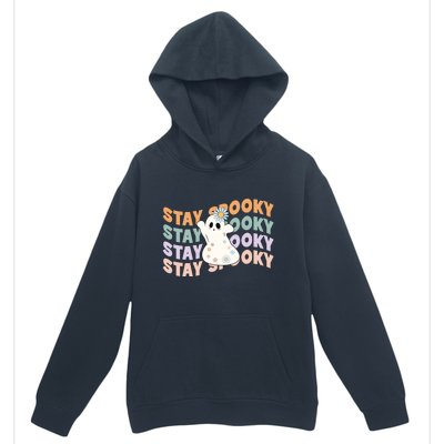 Groovy Stay Spooky Vibes Retro Floral Ghost Hippie Halloween Urban Pullover Hoodie