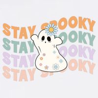 Groovy Stay Spooky Vibes Retro Floral Ghost Hippie Halloween Garment-Dyed Sweatshirt