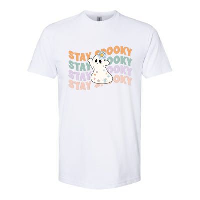 Groovy Stay Spooky Vibes Retro Floral Ghost Hippie Halloween Softstyle® CVC T-Shirt