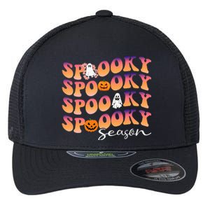 Groovy Spooky Season Cute Pumpkin Halloween Flexfit Unipanel Trucker Cap