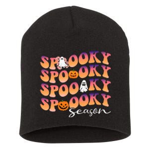 Groovy Spooky Season Cute Pumpkin Halloween Short Acrylic Beanie