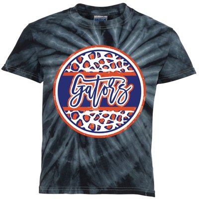 Gators School Sports Fan Team Spirit Mascot Heart Kids Tie-Dye T-Shirt