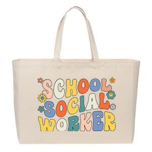 Groovy School Social Worker Coping Skills Back To School Cotton Canvas Jumbo Tote