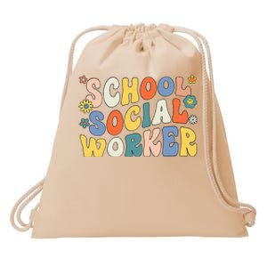 Groovy School Social Worker Coping Skills Back To School Drawstring Bag