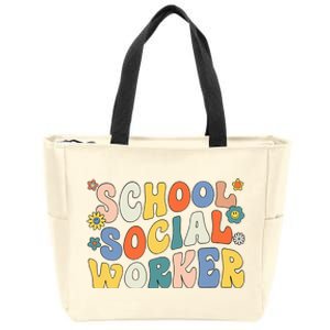 Groovy School Social Worker Coping Skills Back To School Zip Tote Bag