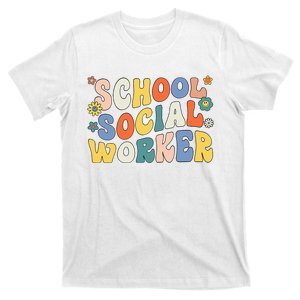 Groovy School Social Worker Coping Skills Back To School T-Shirt