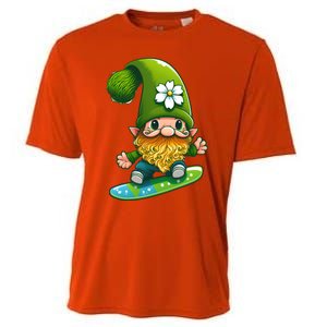 Gnome Surfing Skating St Patricks Day Funny Gift Cooling Performance Crew T-Shirt