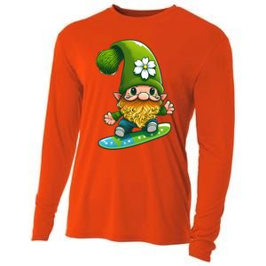 Gnome Surfing Skating St Patricks Day Funny Gift Cooling Performance Long Sleeve Crew