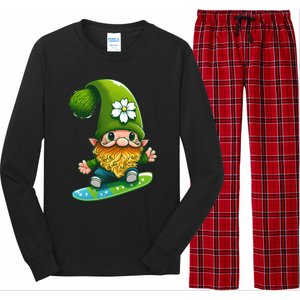 Gnome Surfing Skating St Patricks Day Funny Gift Long Sleeve Pajama Set