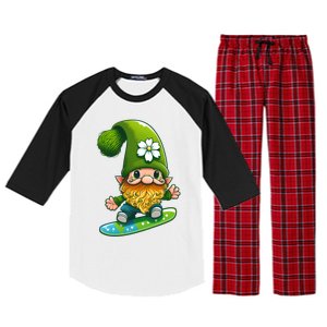 Gnome Surfing Skating St Patricks Day Funny Gift Raglan Sleeve Pajama Set