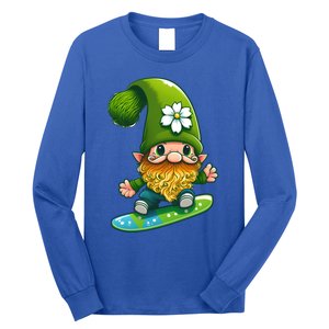 Gnome Surfing Skating St Patricks Day Funny Gift Long Sleeve Shirt