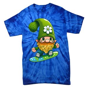 Gnome Surfing Skating St Patricks Day Funny Gift Tie-Dye T-Shirt