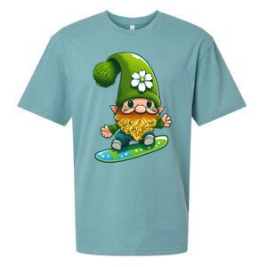 Gnome Surfing Skating St Patricks Day Funny Gift Sueded Cloud Jersey T-Shirt